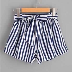 Navy blue striped shorts